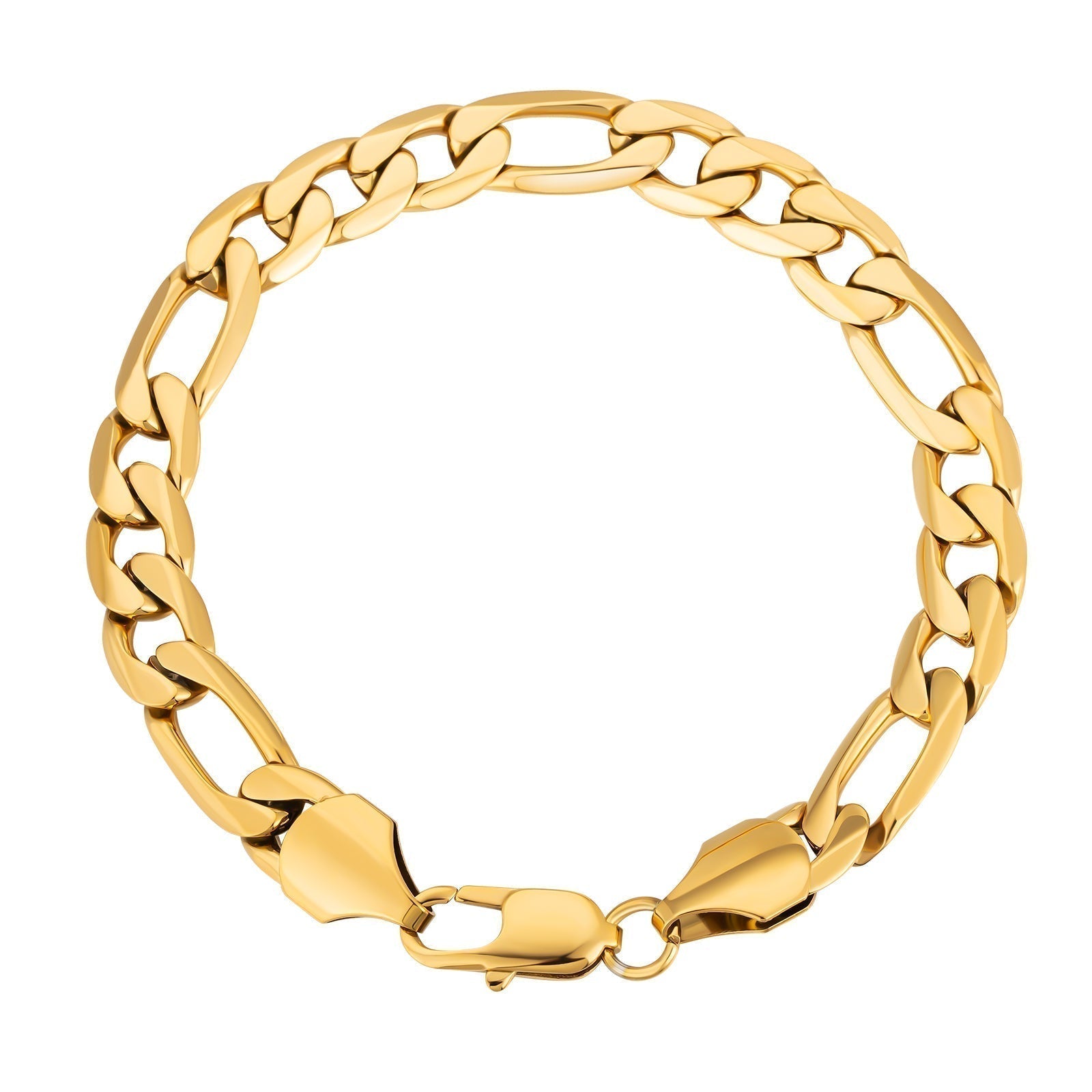 Big Daddy 9mm Steel Figaro Gold Bracelet Hoofdafbeelding