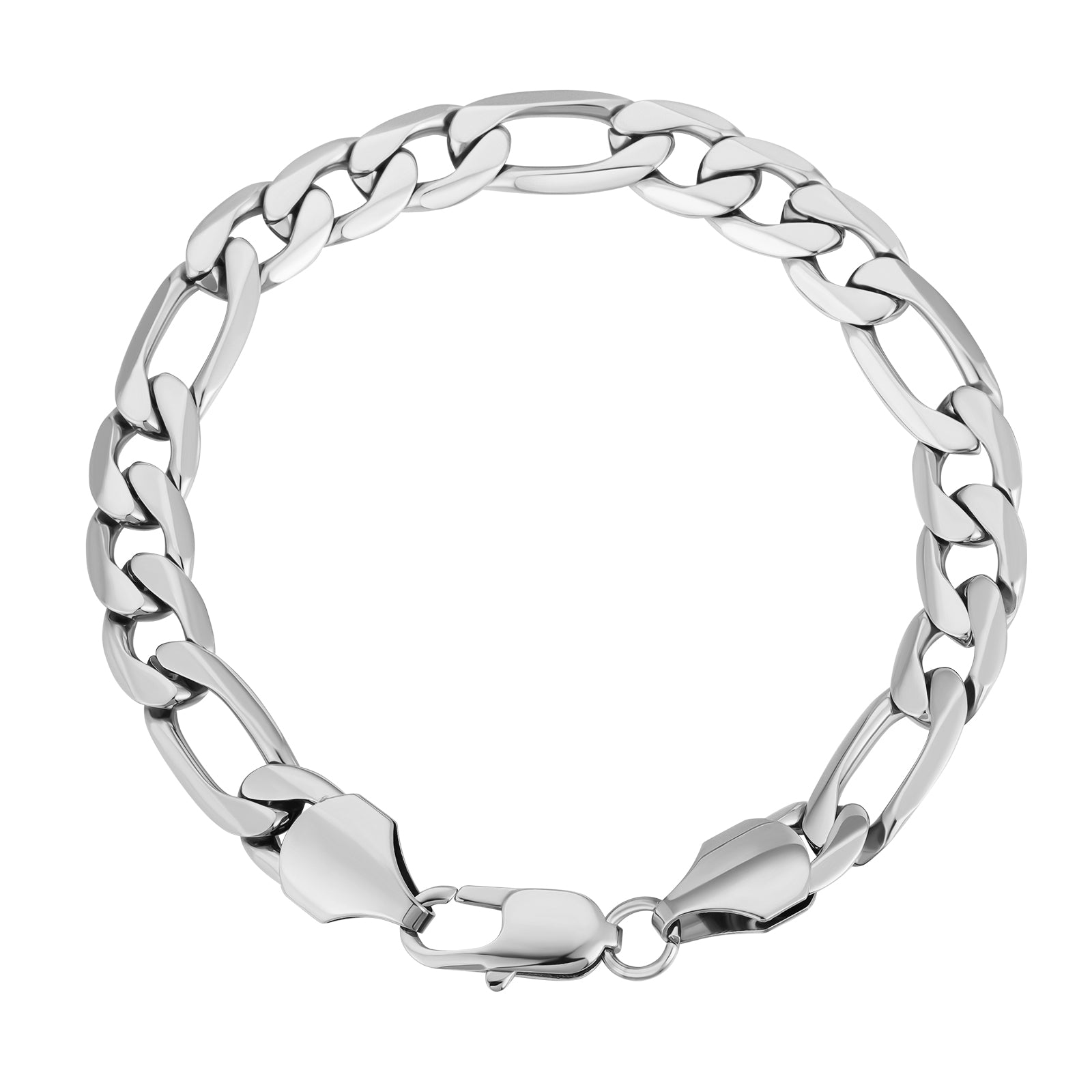 Big Daddy 9mm stalen Figaro zilveren armband Hoofdafbeelding