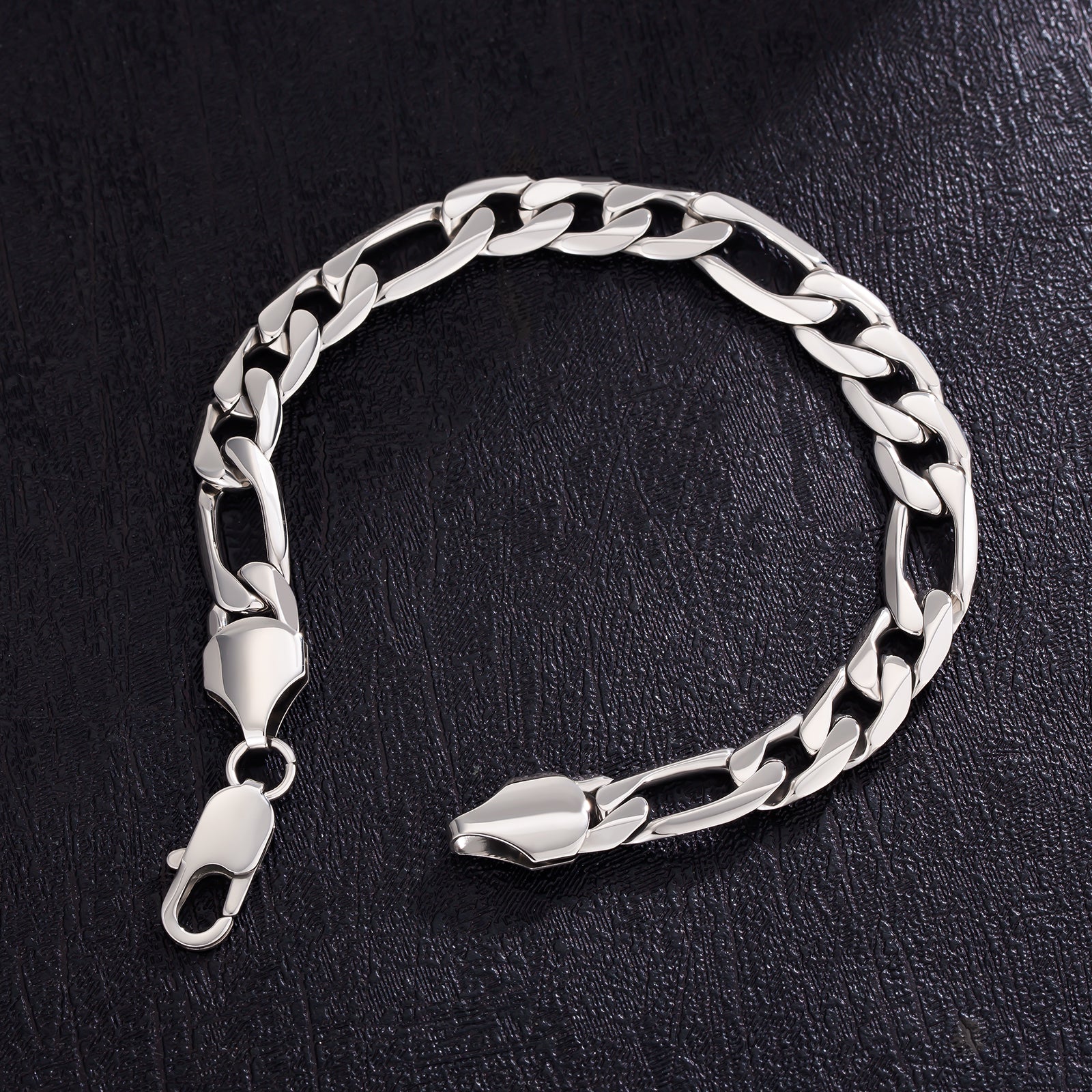 Big Daddy 9mm stalen Figaro zilveren armband Secundaire afbeelding
