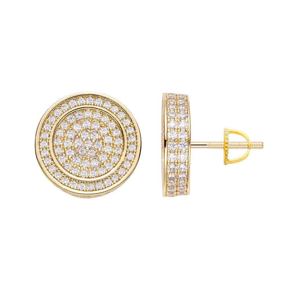 Big Daddy All Diamond Pave Round Iced Out Earring Hoofdafbeelding