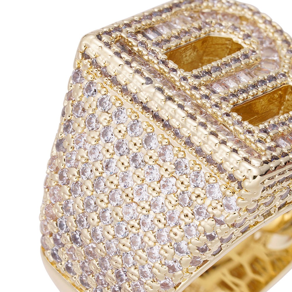 Big Daddy "Bless Up" Baguette Iced Out Diamond Ring Secundaire afbeelding