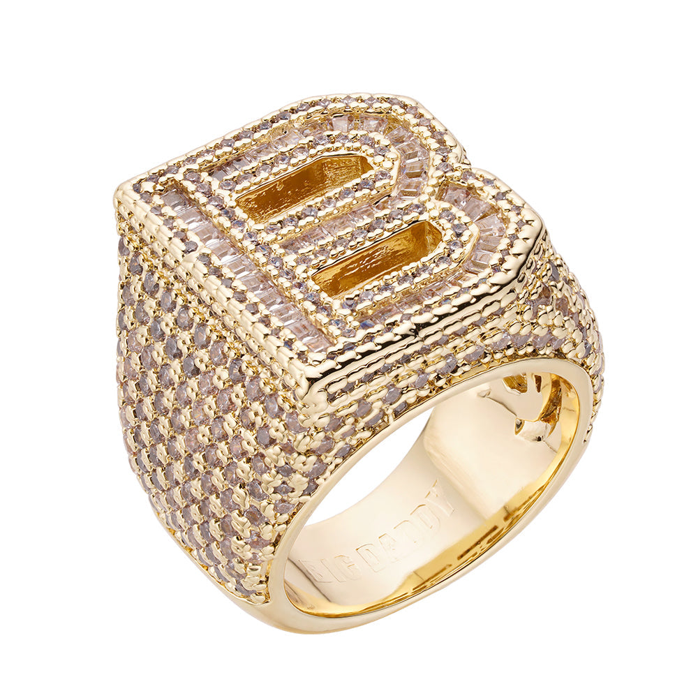 Big Daddy "Bless Up" Baguette Iced Out Diamond Ring Hoofdafbeelding