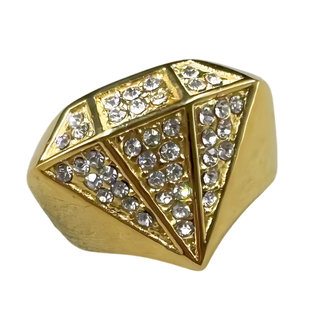 Big Daddy Bling Diamond Shape Gold Ring Main image