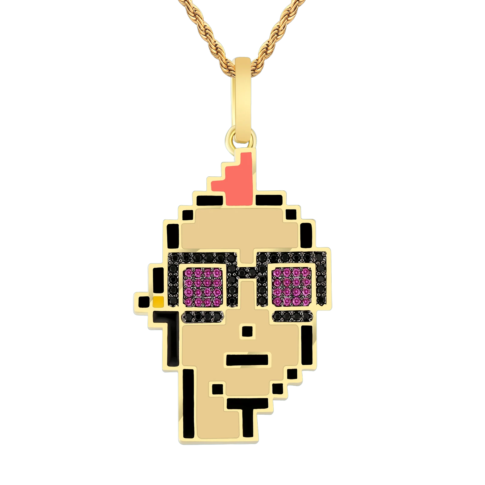 Big Daddy Iced Out Cryptopunk NFT Pendant #2 - Limited edition Hoofdafbeelding