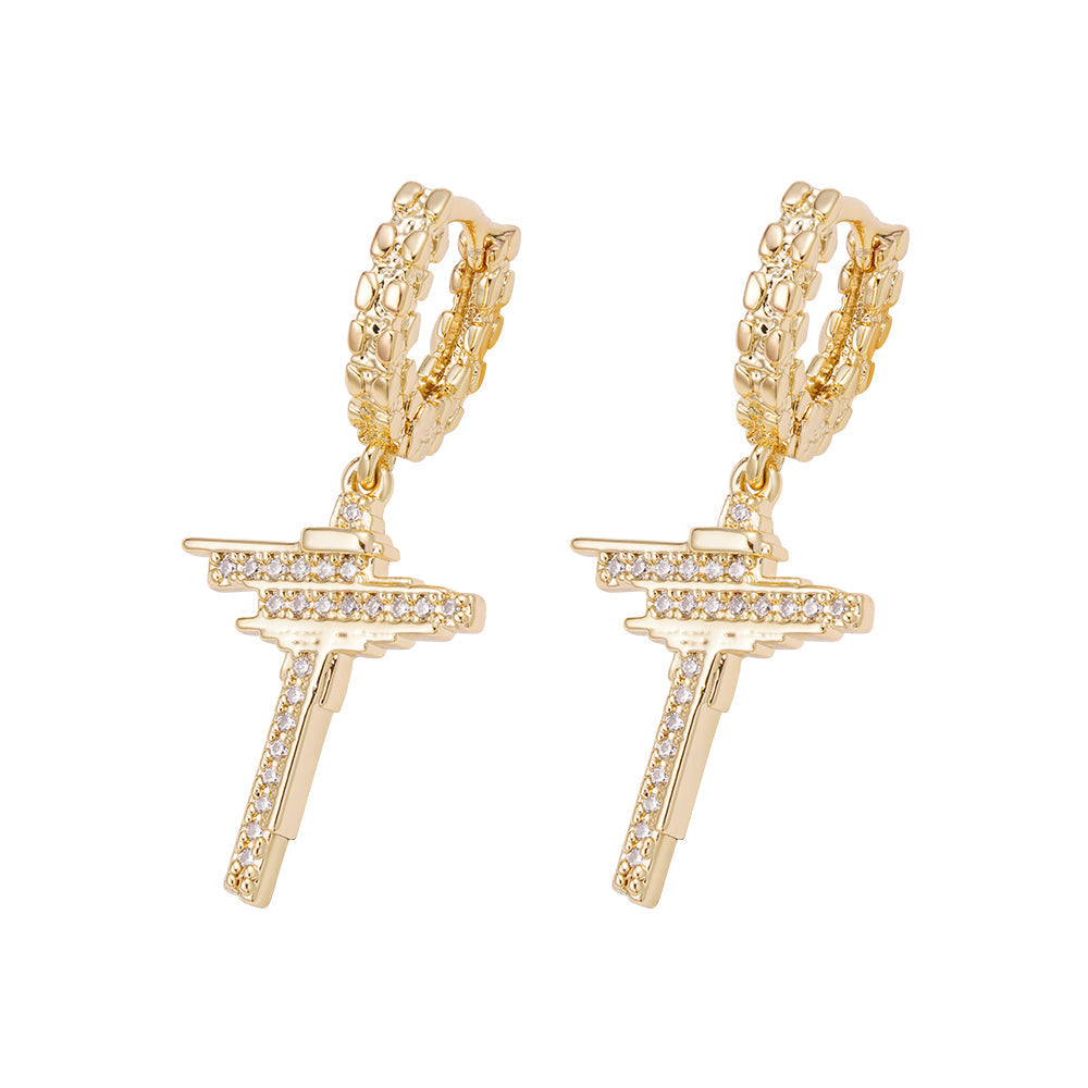 Big Daddy Dangle Hoop Iced Out Earring Hoofdafbeelding