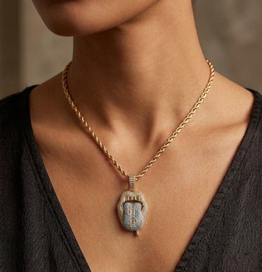 Big Daddy Dollar Tongue Iced Out Pendant Secundaire afbeelding