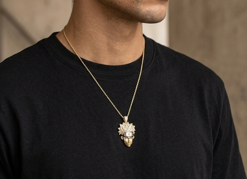 Big Daddy Gold Plated Naruto Iced Out Pendant Secundaire afbeelding