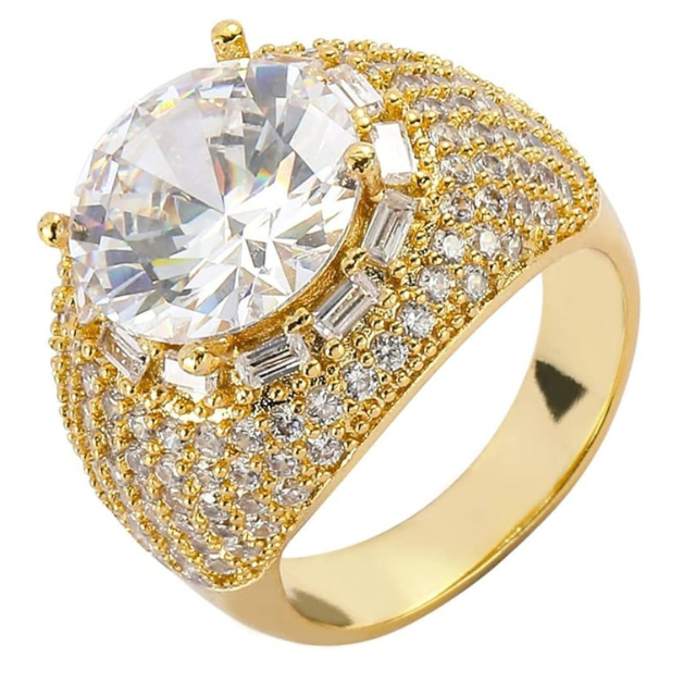 Big Daddy Iced Out Cluster Gold Ring Hoofdafbeelding