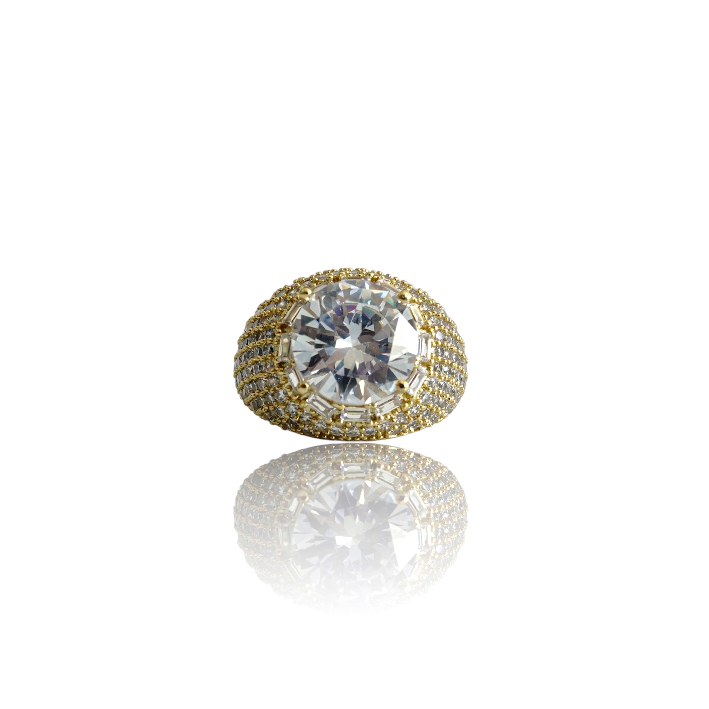 Big Daddy Iced Out Cluster Gold Ring Secundaire afbeelding