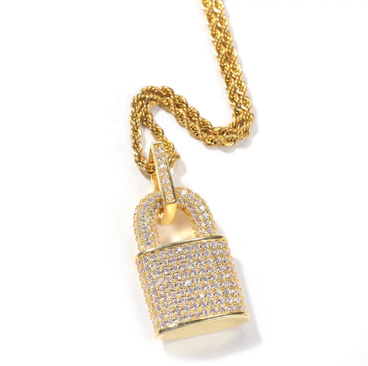 Big Daddy Iced Out Gold Lock Pendant Secundaire afbeelding