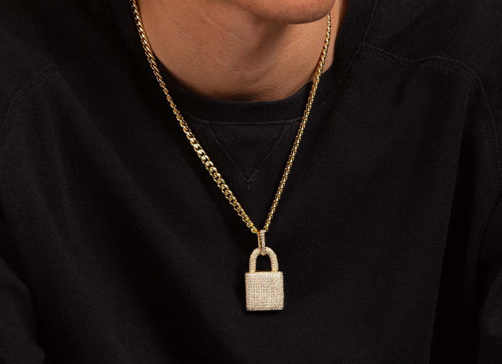 Big Daddy Iced Out Gold Lock Pendant
