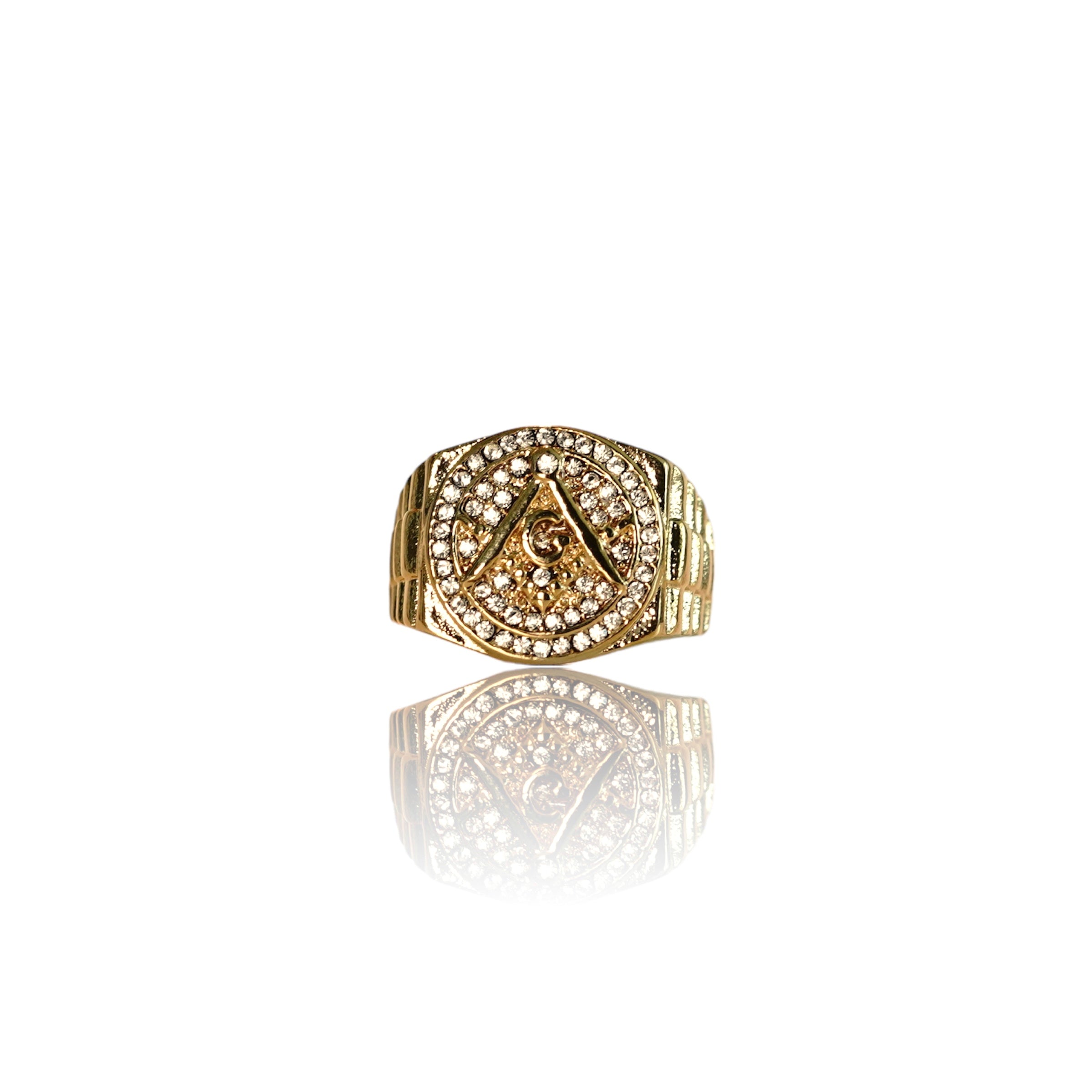 Big Daddy Iced Out Masonic Gold Ring Secondary image