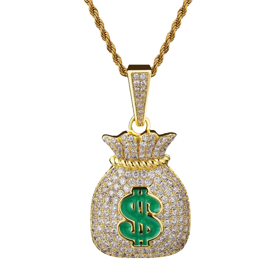 Big Daddy Iced Out Money Bag herenhangerketting Hoofdafbeelding