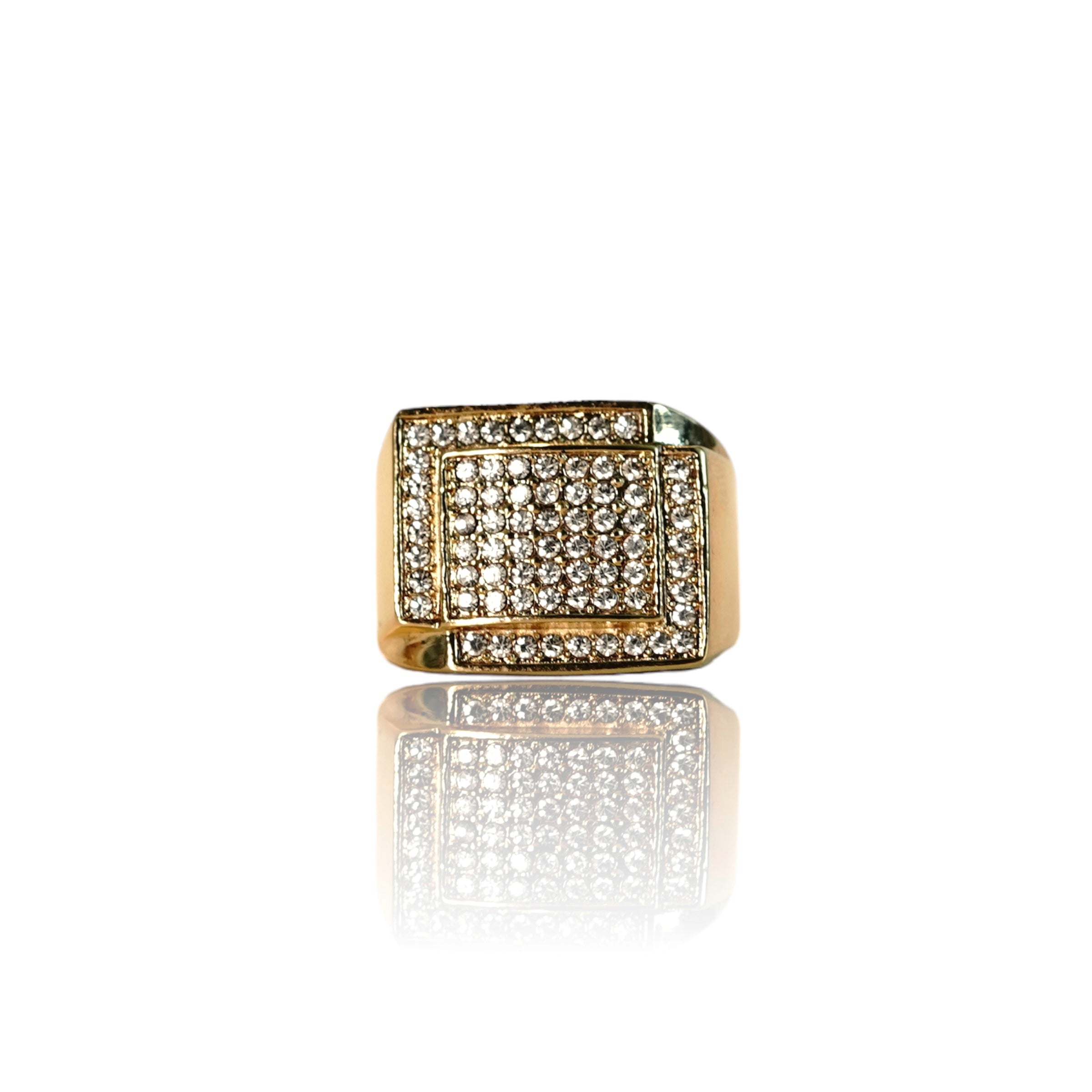 Big Daddy Iced Out Square Bling Gold Ring Secondary image