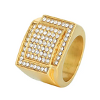 Big Daddy Iced Out Square Bling Gold Ring