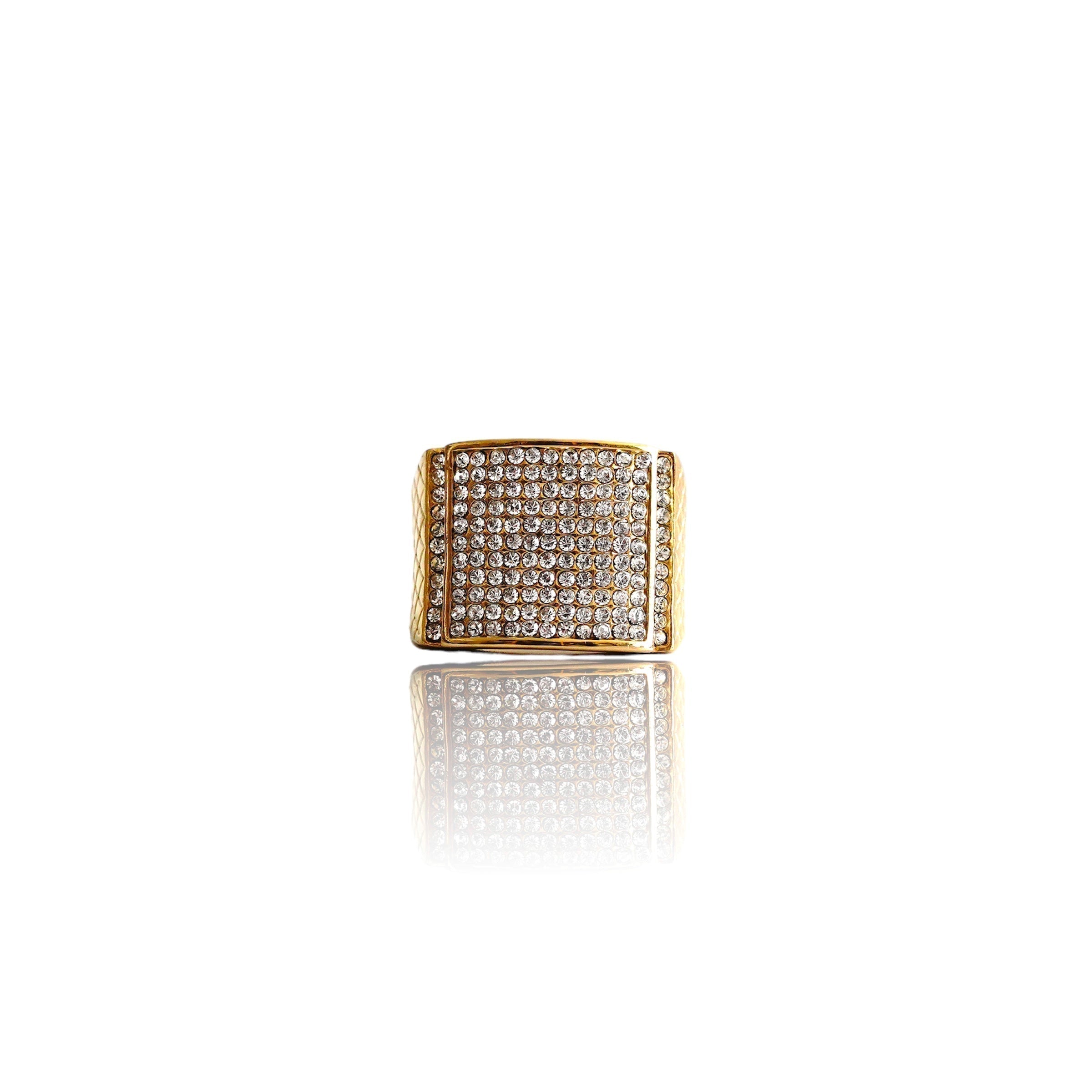Big Daddy Iced Pave Square Gold Ring Secondary image