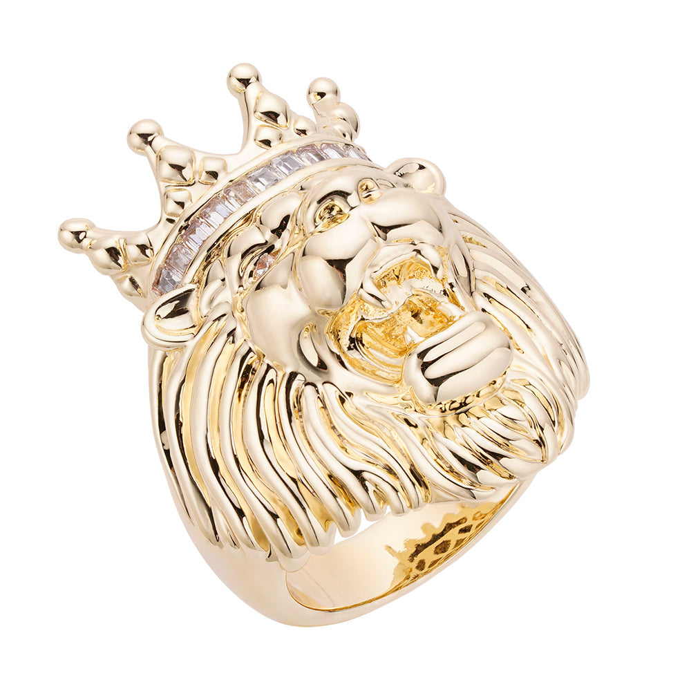 Big Daddy Lion Baguette Iced Out Diamond Ring Hoofdafbeelding