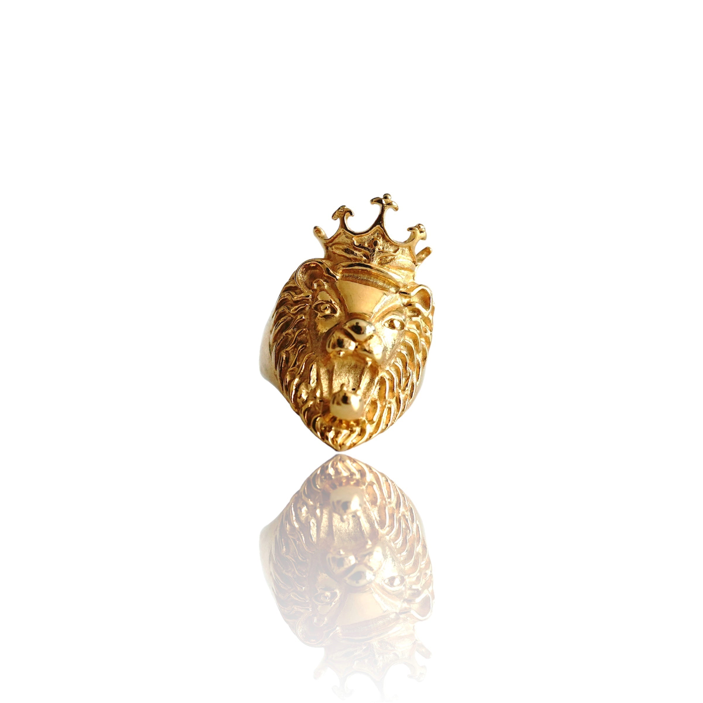 Big Daddy Lion Head Crown Gold Ring Main image