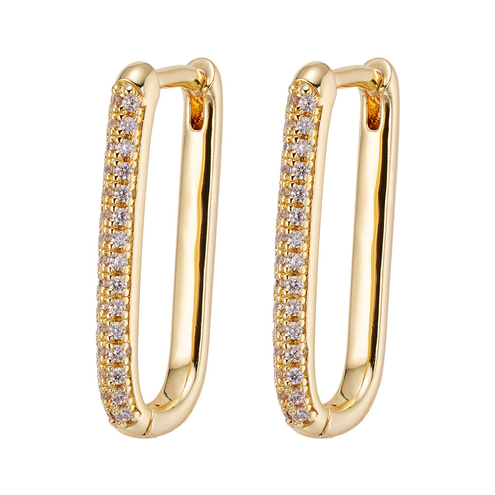 Big Daddy Oval Loop Gold Iced Out Earring Hoofdafbeelding