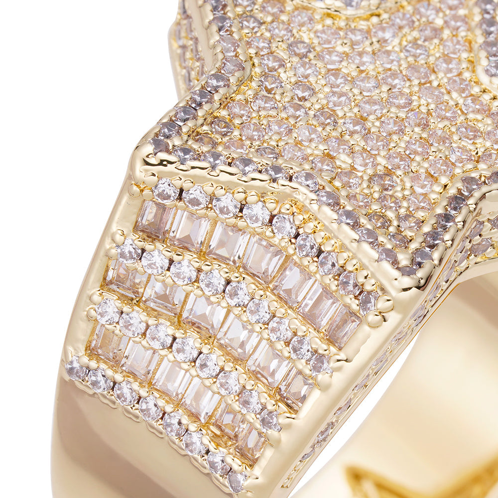 Big Daddy Big Star Baguette Iced Out Diamond Ring Secundaire afbeelding