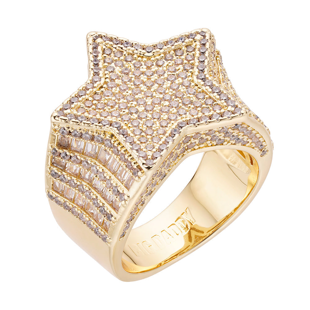 Big Daddy Big Star Baguette Iced Out Diamond Ring Hoofdafbeelding