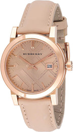 Burberry The City Diamond Style Indexes Rose Dial Pink Leather Strap Women's Watch Watch BU9131