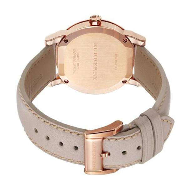 Burberry The City Diamond Style Indexes Rose Dial Pink Leather Strap Women's Watch Watch BU9131