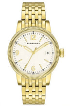 Burberry The City Check Stamped White Dial Gold Stainless Steel BU7873