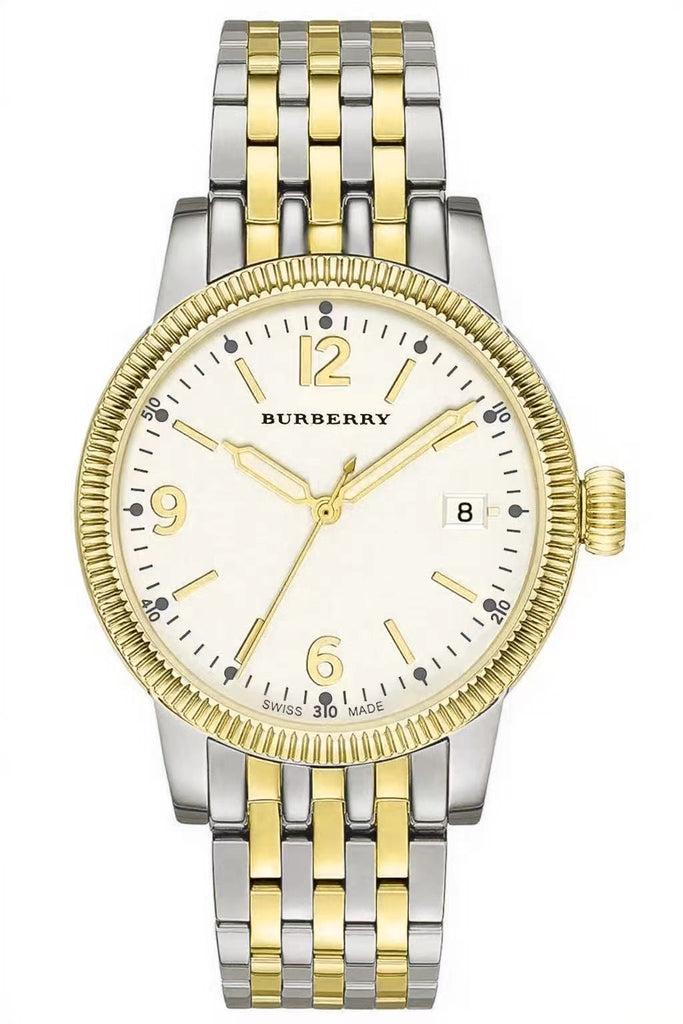 Burberry The City Oversized Case Witte Wijzerplaat Tweekleurig Zilver en Goud BU7871 Hoofdafbeelding
