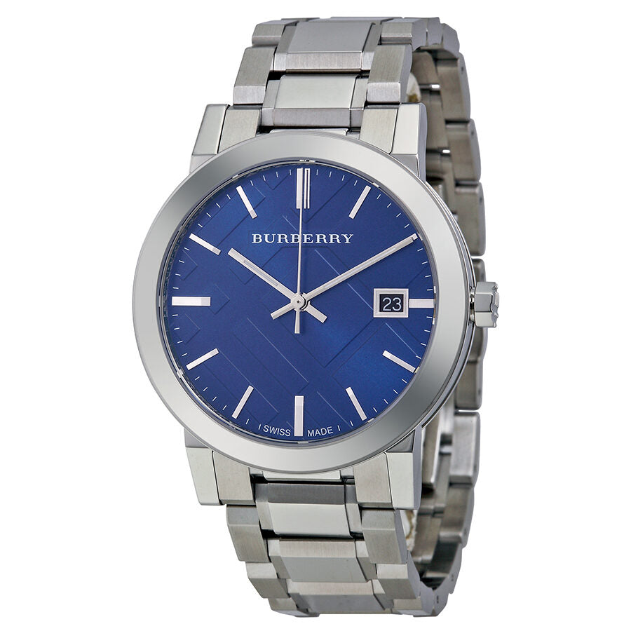 Burberry Blue Check Stamped Dial Stainless Steel Men's Watch BU9031