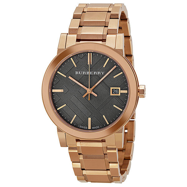 Burberry The City Check Stamped Sunray Brown Dial Rose Gold Stainless Steel Unisex BU9005 Main image