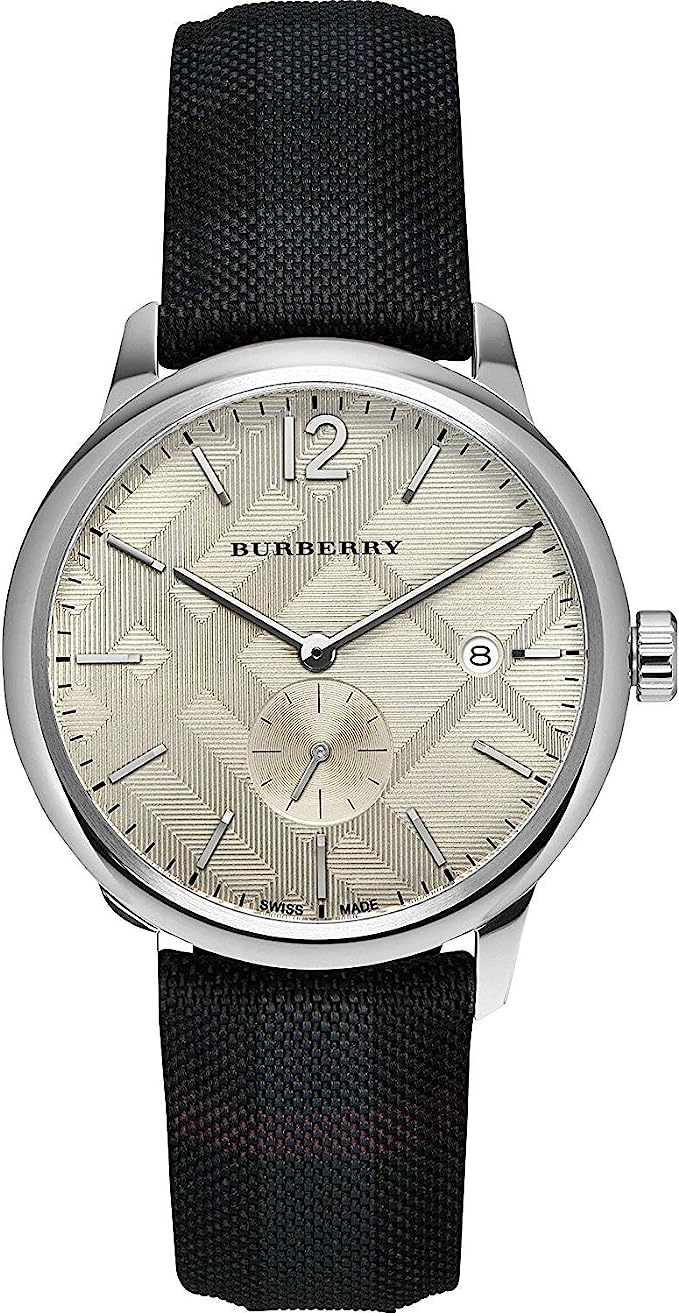 Burberry Check Stamped Leather Strap Men's Watch BU10008 Main image