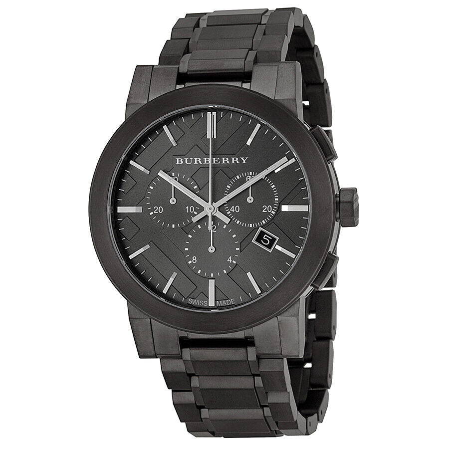 Burberry Chronograph Dark Grey Dial Black Ion-plated Men's Watch BU9354