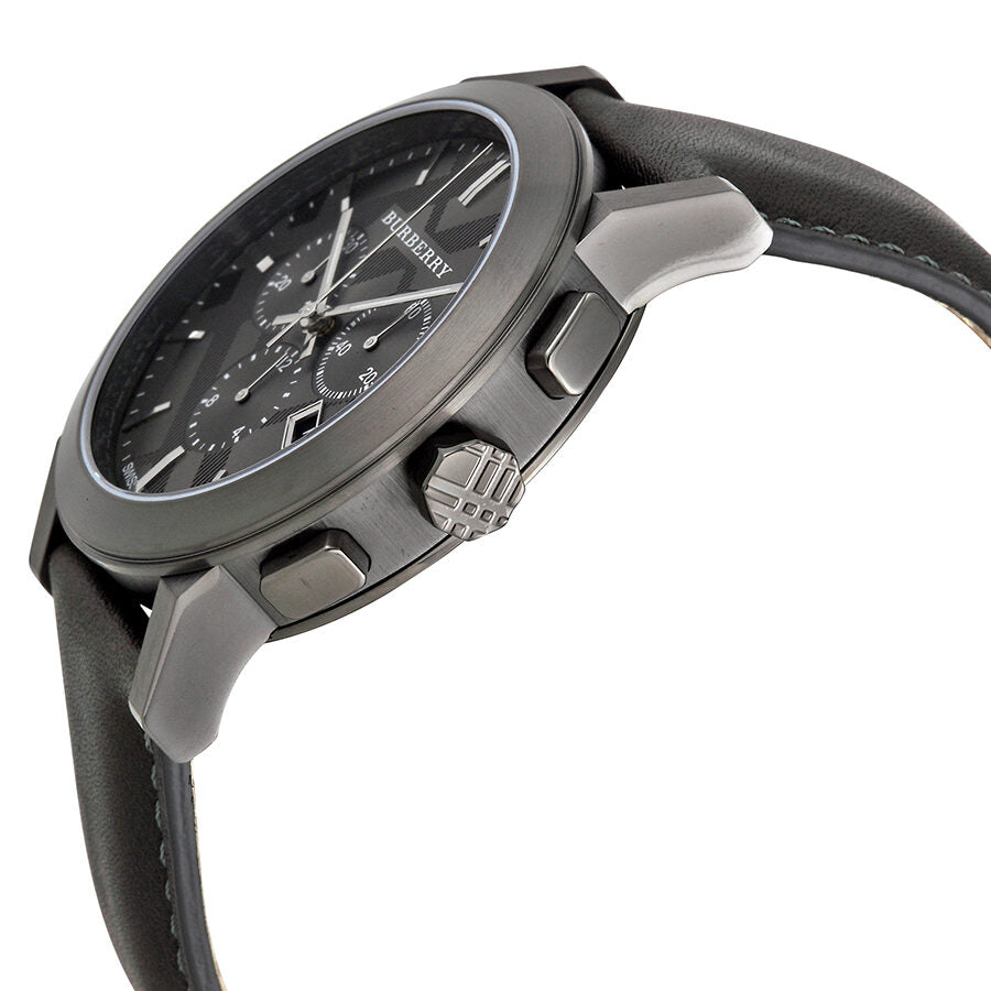 Burberry Chronograph Dark Grey Dial Dark Grey Leather Men's Watch BU9364