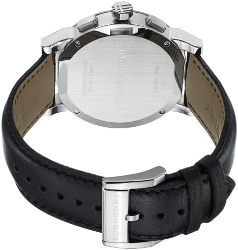 Burberry The City Large Chronograph Silver Dial Black Leather Strap Men's Watch BU9355