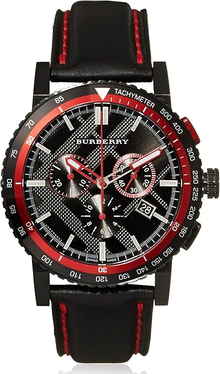 Burberry City Chronograph Black Dial Black Leather Strap Watch for Men - BU9803 Main image