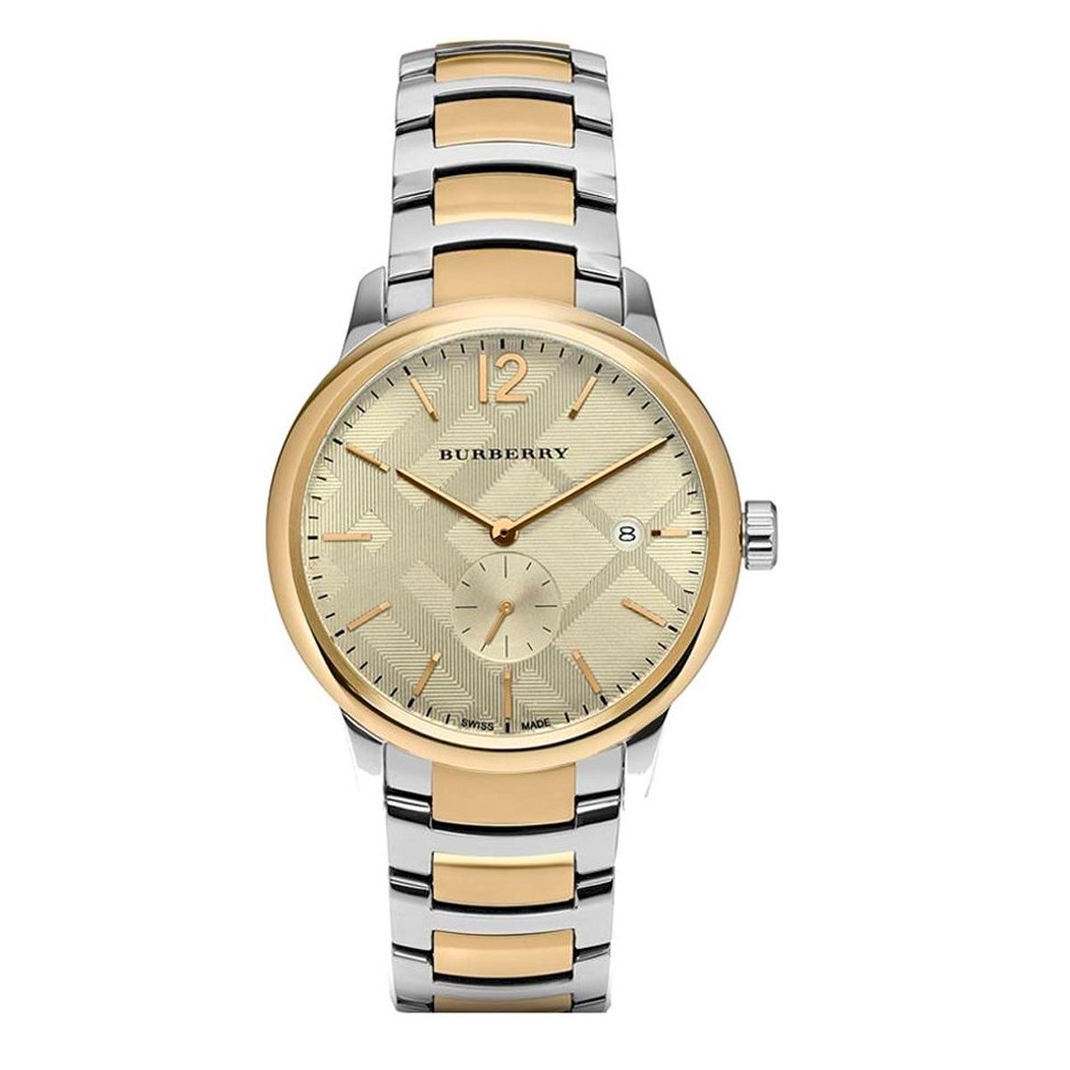 Burberry The Classic Small Seconds Champagne Check Dial Two Tone Gold Watch BU10011 Hoofdafbeelding