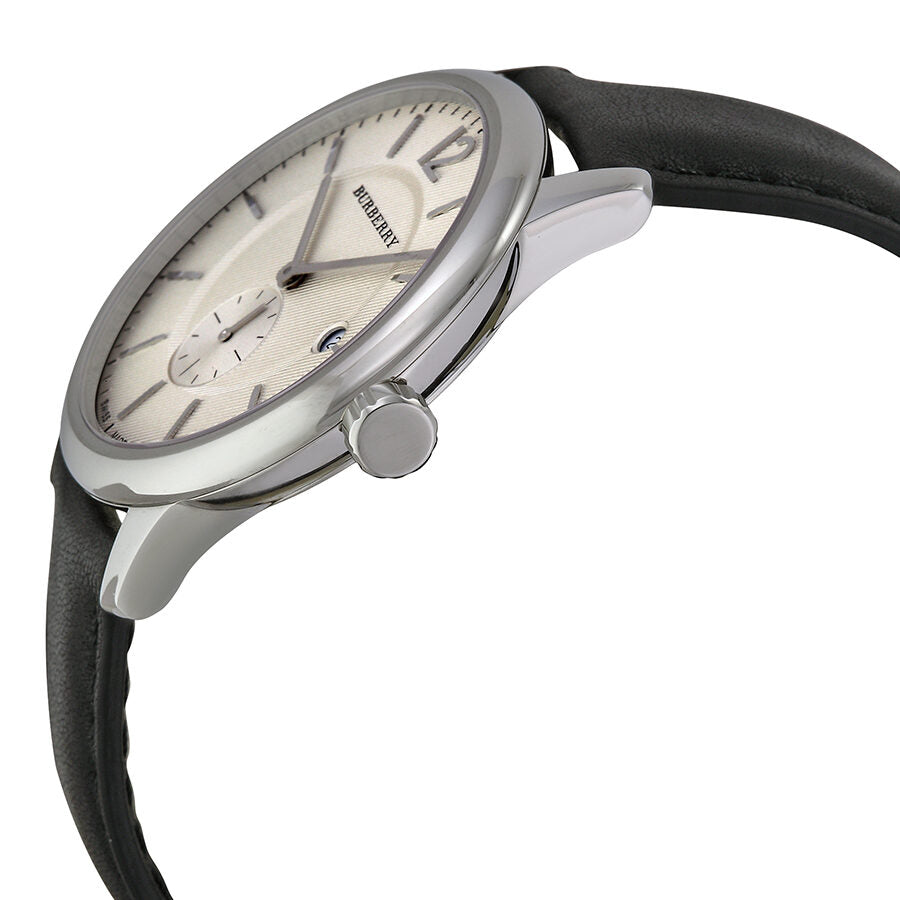 Burberry Classic Round Beige Dial Black Leather Men's Watch BU10000 Secundaire afbeelding