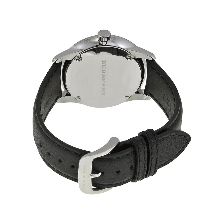 Burberry Classic Round Beige Dial Black Leather Men's Watch BU10000