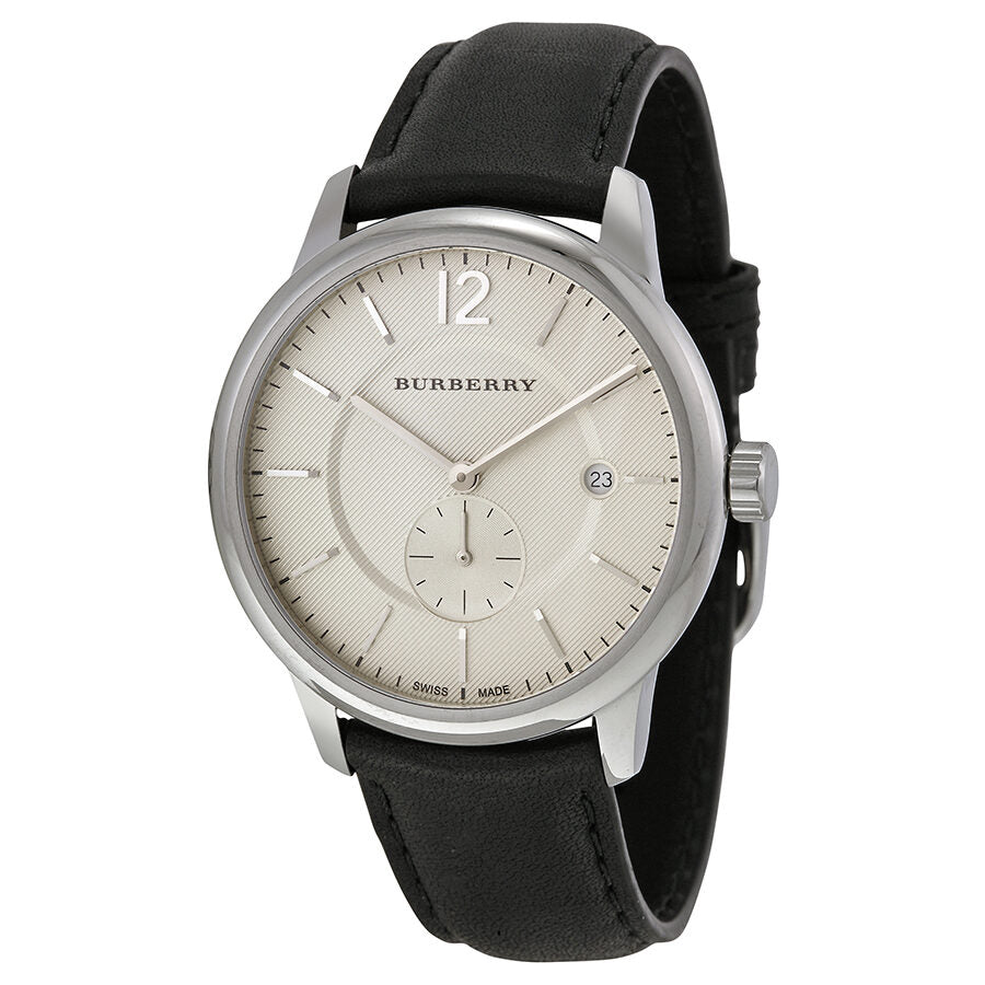Burberry Classic Round Beige Dial Black Leather Men's Watch BU10000 Hoofdafbeelding