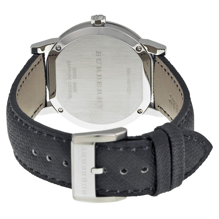 Burberry The City Check Stamped Grey Dial Black Polyvinyl Strap Men's BU9030