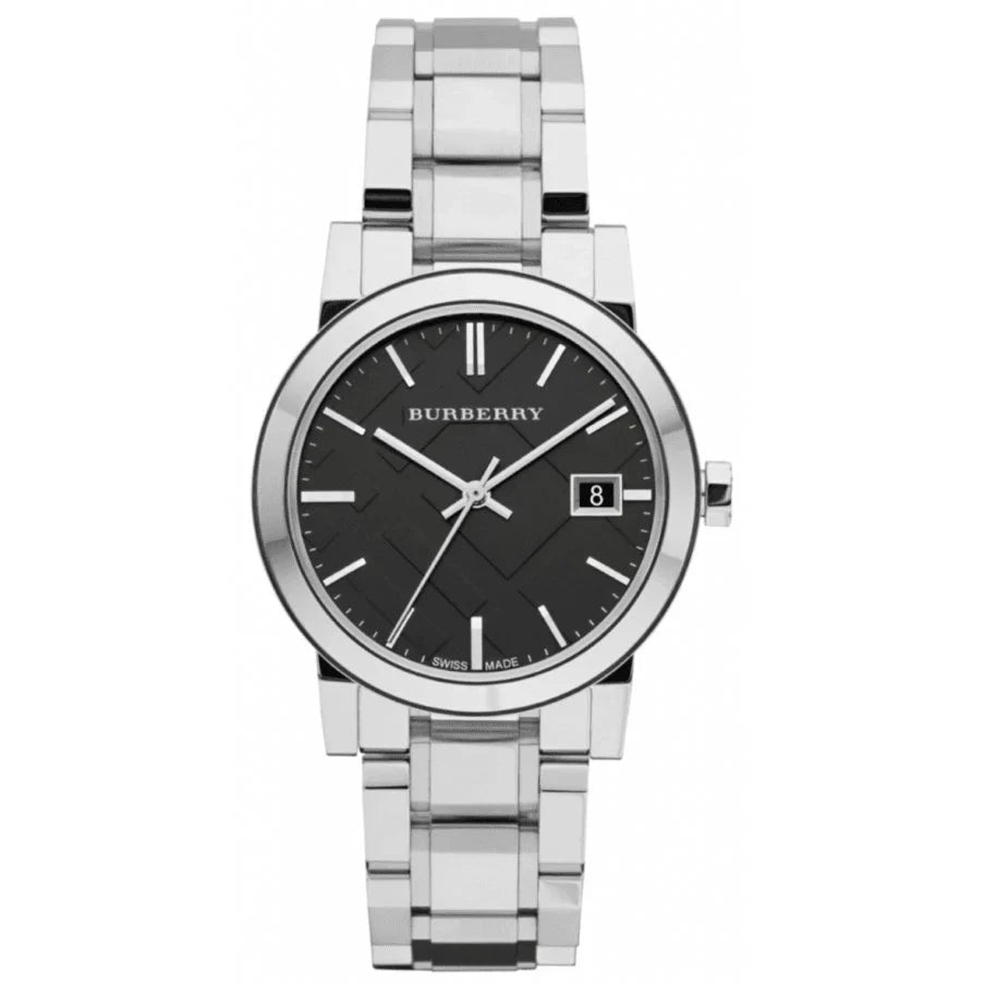 Burberry The City Black Check Stamped Dial Silver Stainless Steel Women's BU9101 Main image