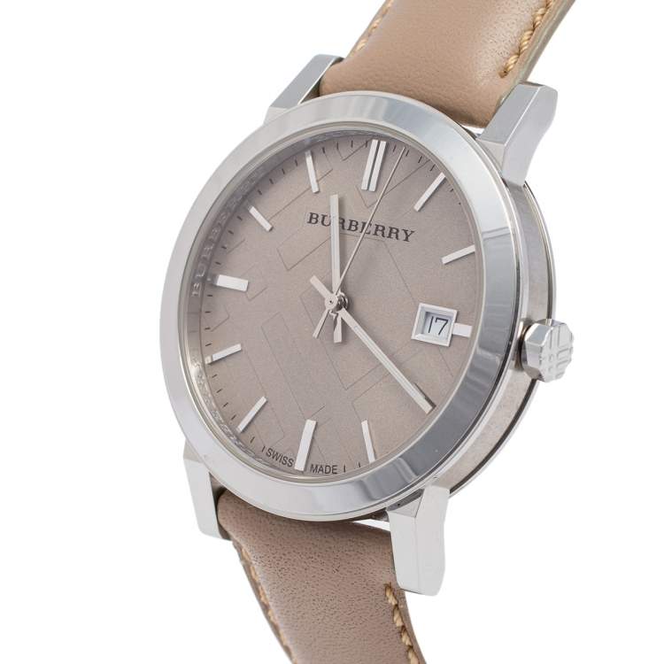 Burberry Large Check Tan Leather Strap Men's Watch BU9010 Secondary image