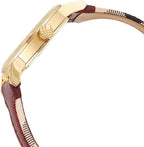 Burberry Maroon Leather Check Strap Women's Watch BU9111