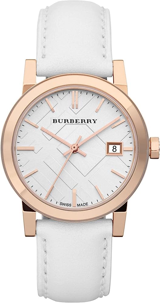 Burberry Rose Gold Case White Leather Strap Women's Watch BU9108 Hoofdafbeelding