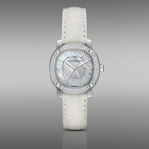 Burberry The Britain Diamond Bezel Mother of Pearl Dial White Leather BBY1800 Secondary image