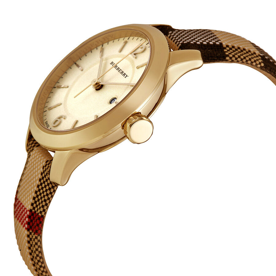 Burberry Stamped Dial Honey Check Fabric-Coated Leather Ladies Watch BU10104 (Damaged Box) Secondary image