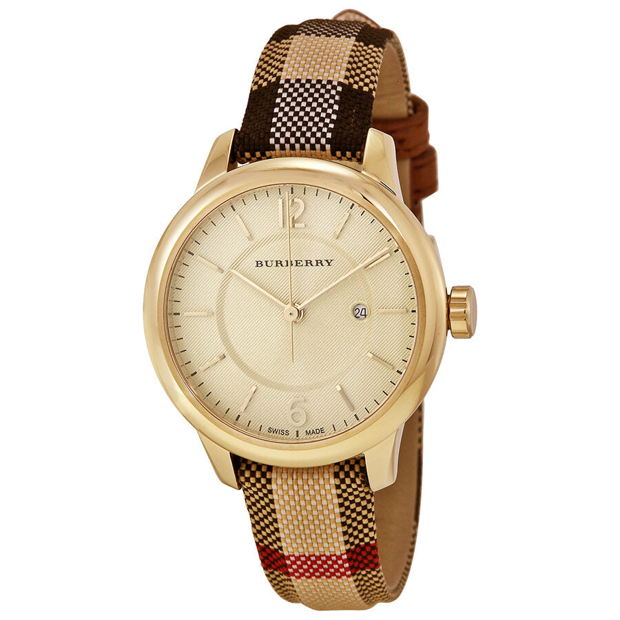 Burberry Stamped Dial Honey Check Fabric-Coated Leather Ladies Watch BU10104 (Damaged Box) Main image