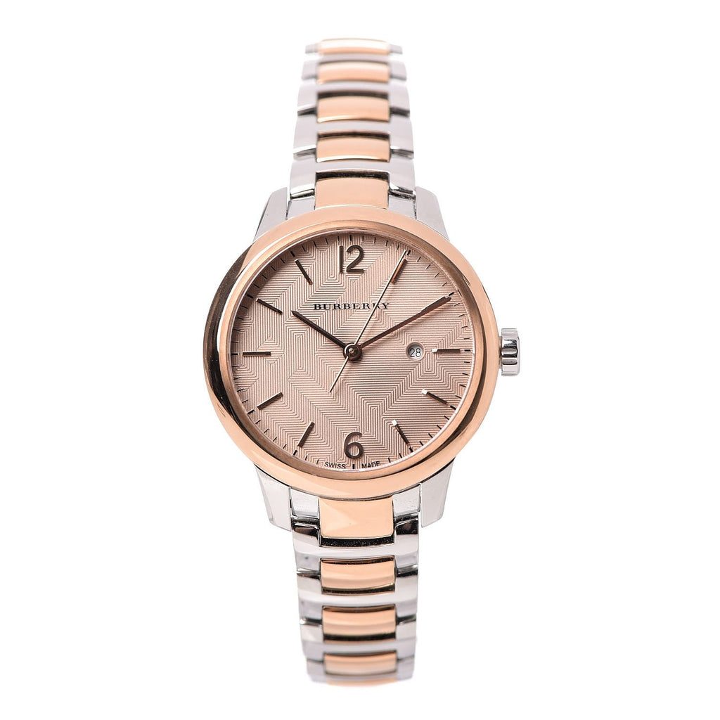 Burberry The Classic Two-Tone Bezel Rose Dial Silver & Rose Gold Steel Women's Watch Watch BU10117