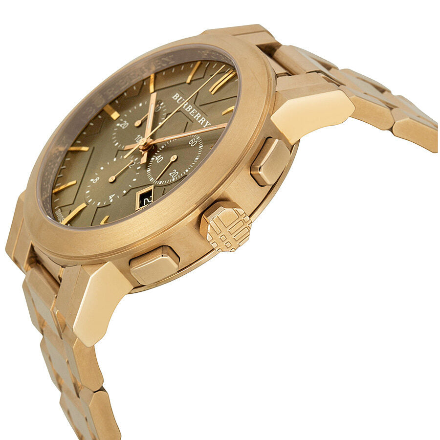 Burberry Taupe Chronograph Dial Rose Gold Plated Steel Men's Watch BU9353